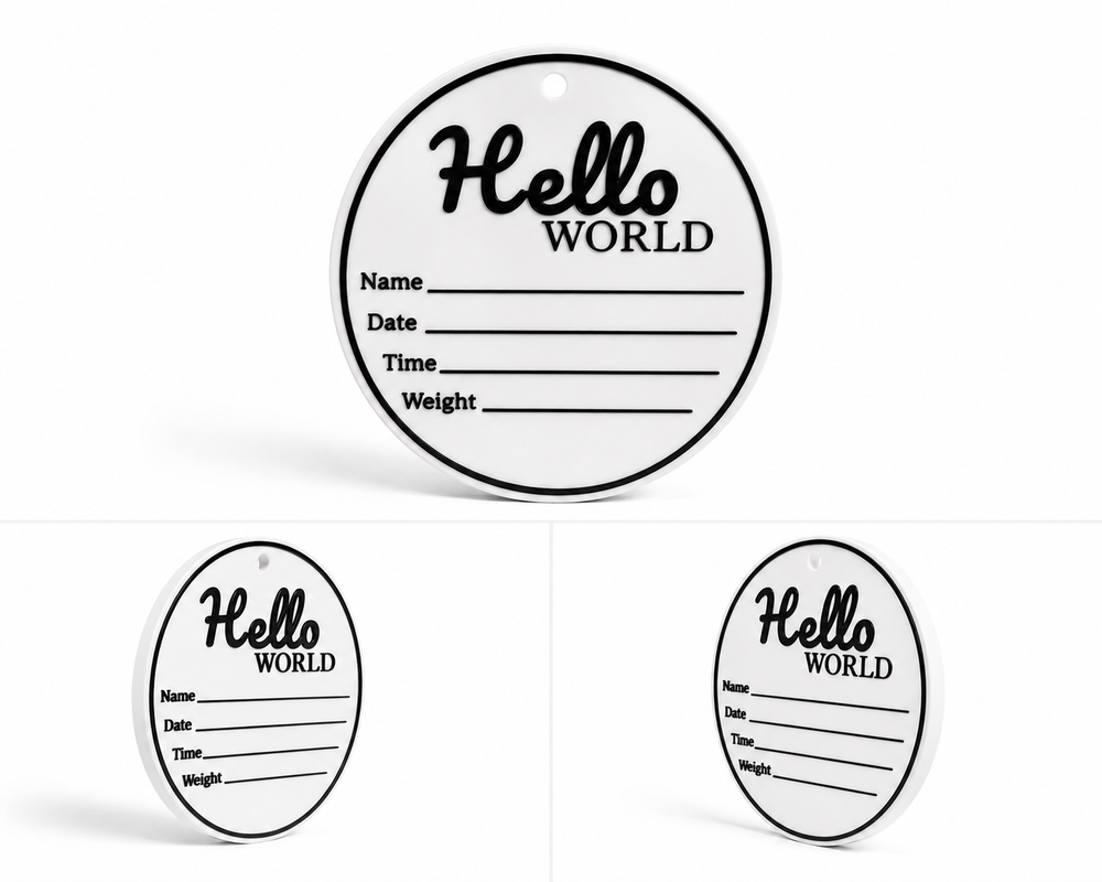 3D Printed Hello World Baby Announcement Plaque